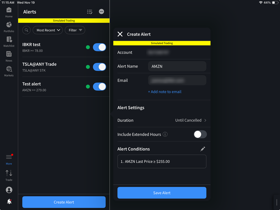 The save alerts on the iPad
